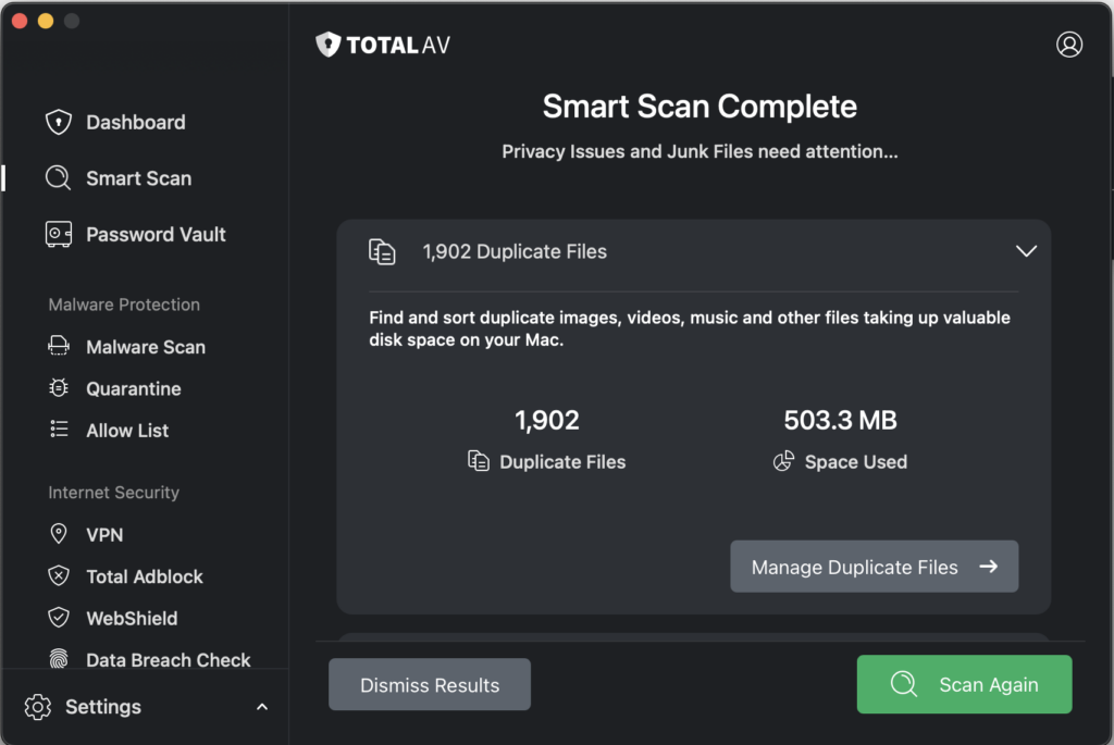 Mac Duplicate Files TotalAV